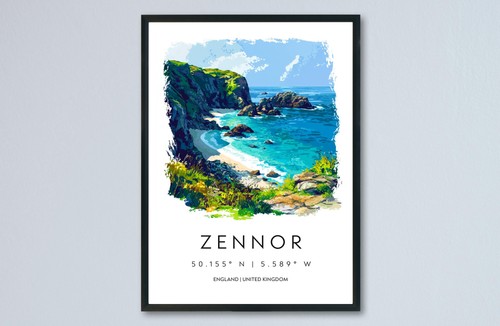 Zennor watercolor poster - zennor,